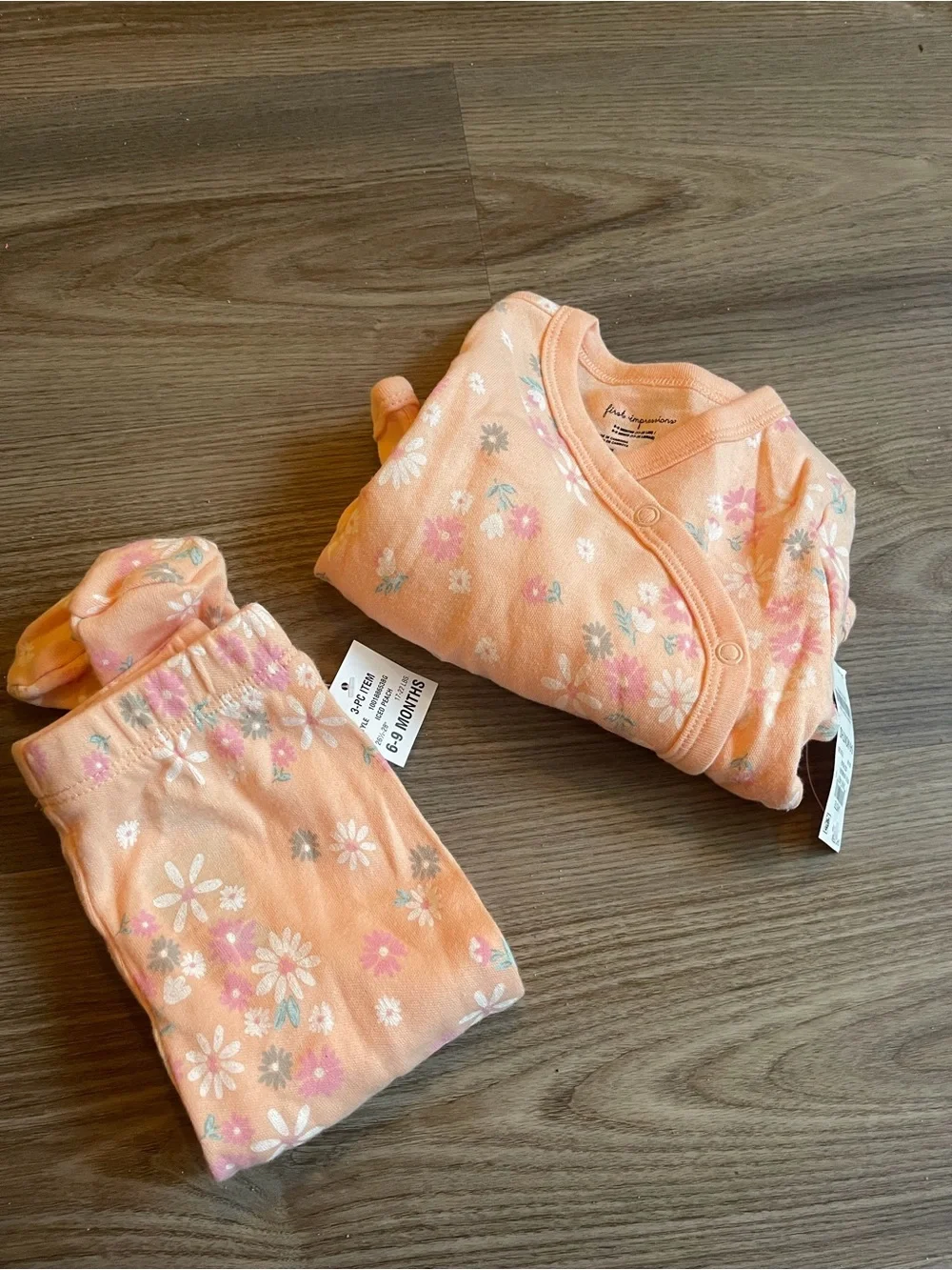 First Impressions Baby Girl Floral Cardigan & Footed Pants Set 6-9M | 2pc NEW